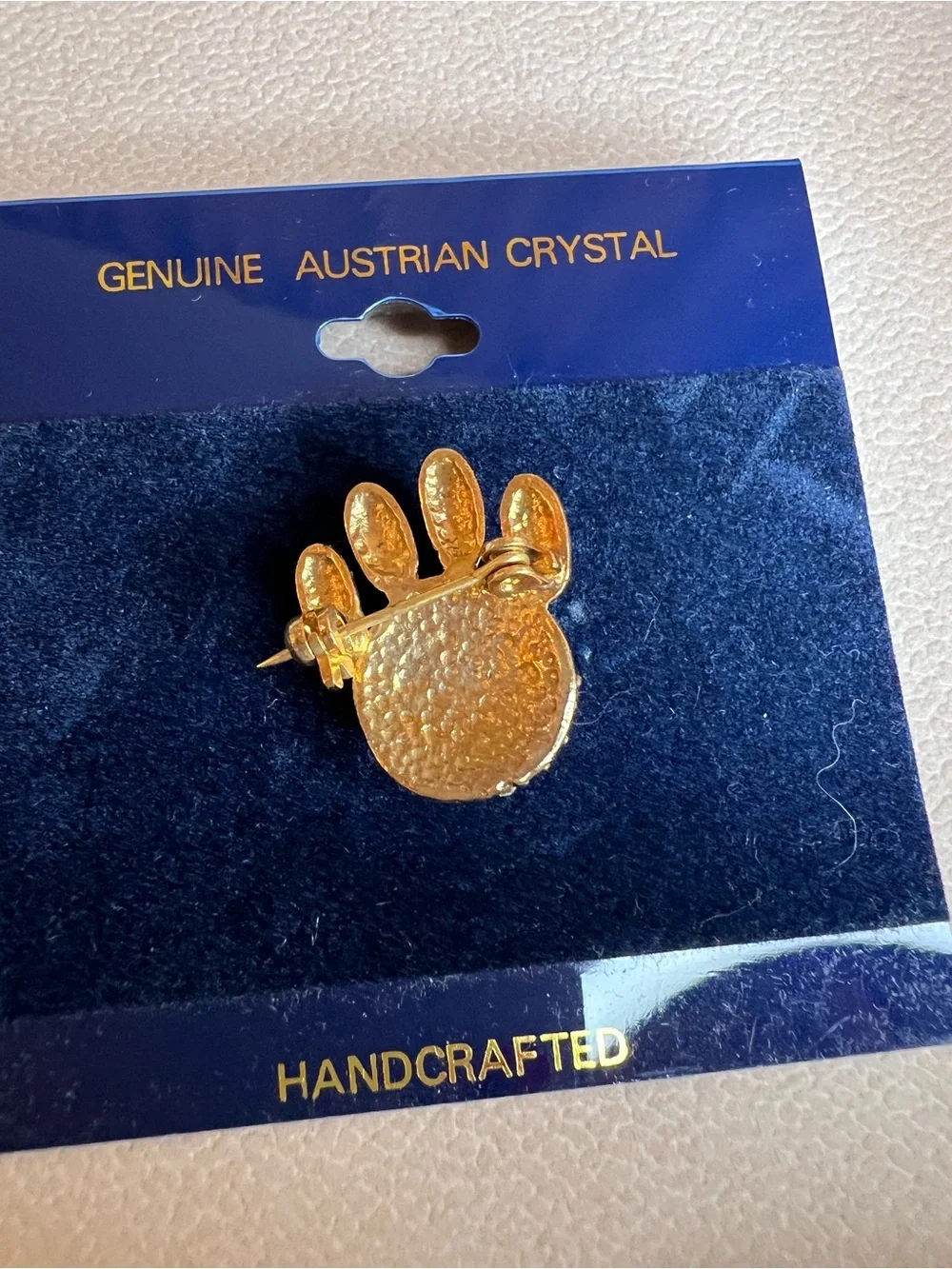Paw Pin Brooch Genuine Austrian Crystal- Vintage New Old Stock